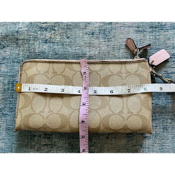 Coach Khaki / Saddle F53563 Signature Double Zip Wristlet - Picture 8 of 8
